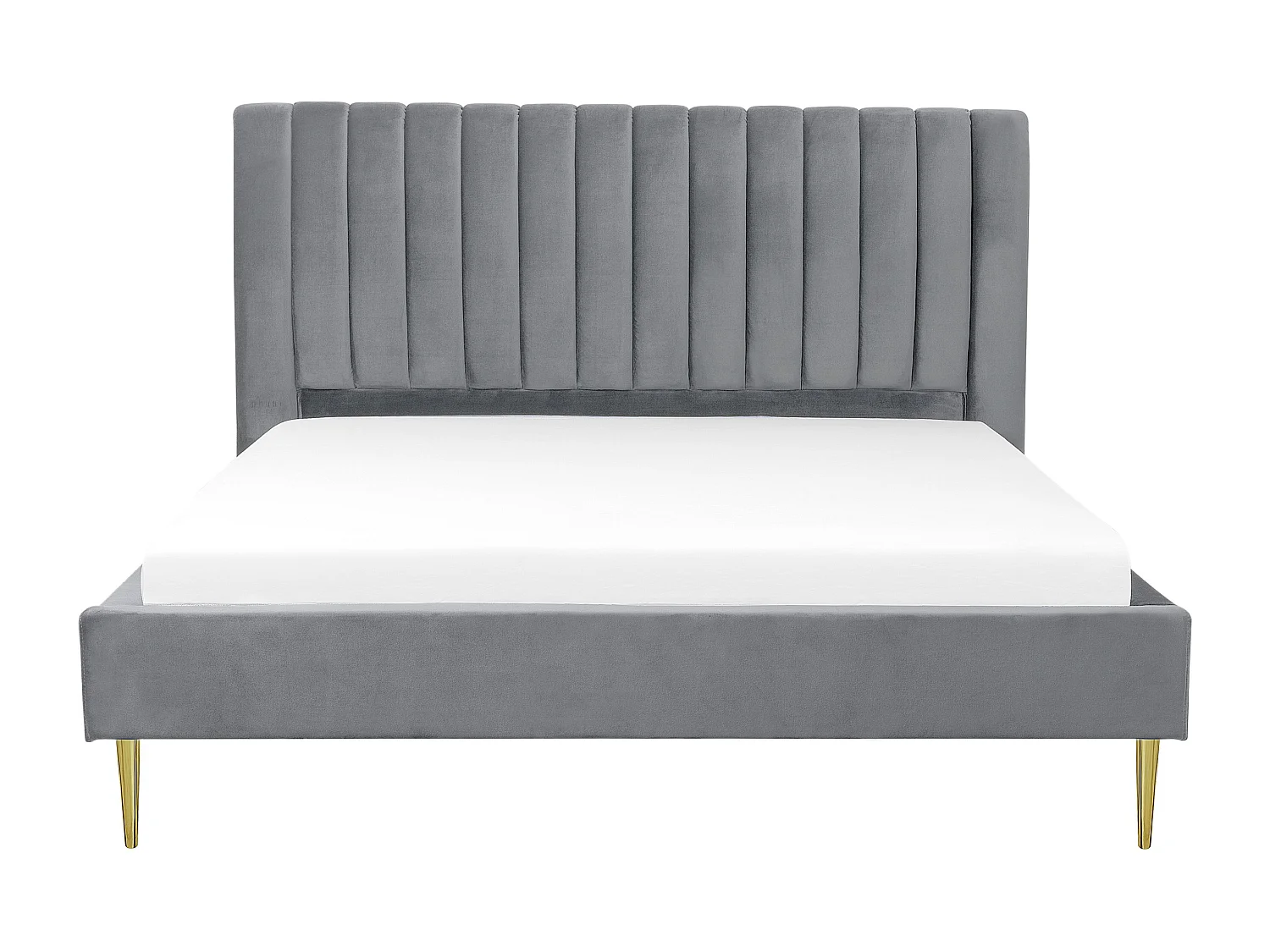 Lit avec sommier Velours MARVILLE 180 x 200 cm Gris