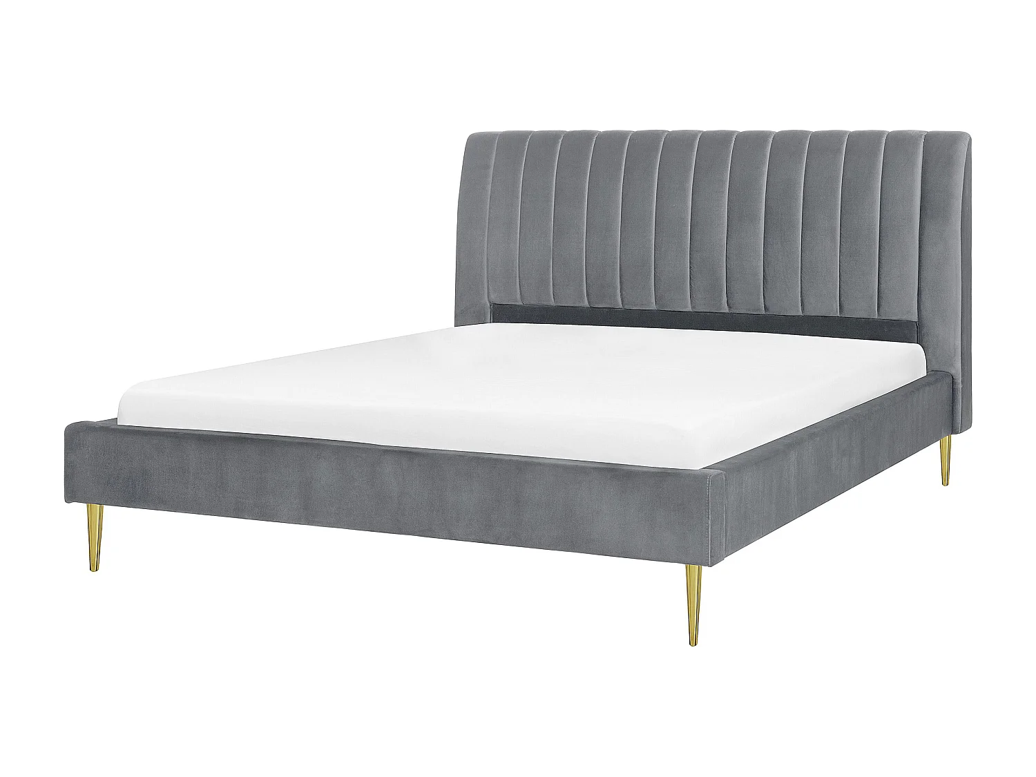 Lit avec sommier Velours MARVILLE 180 x 200 cm Gris