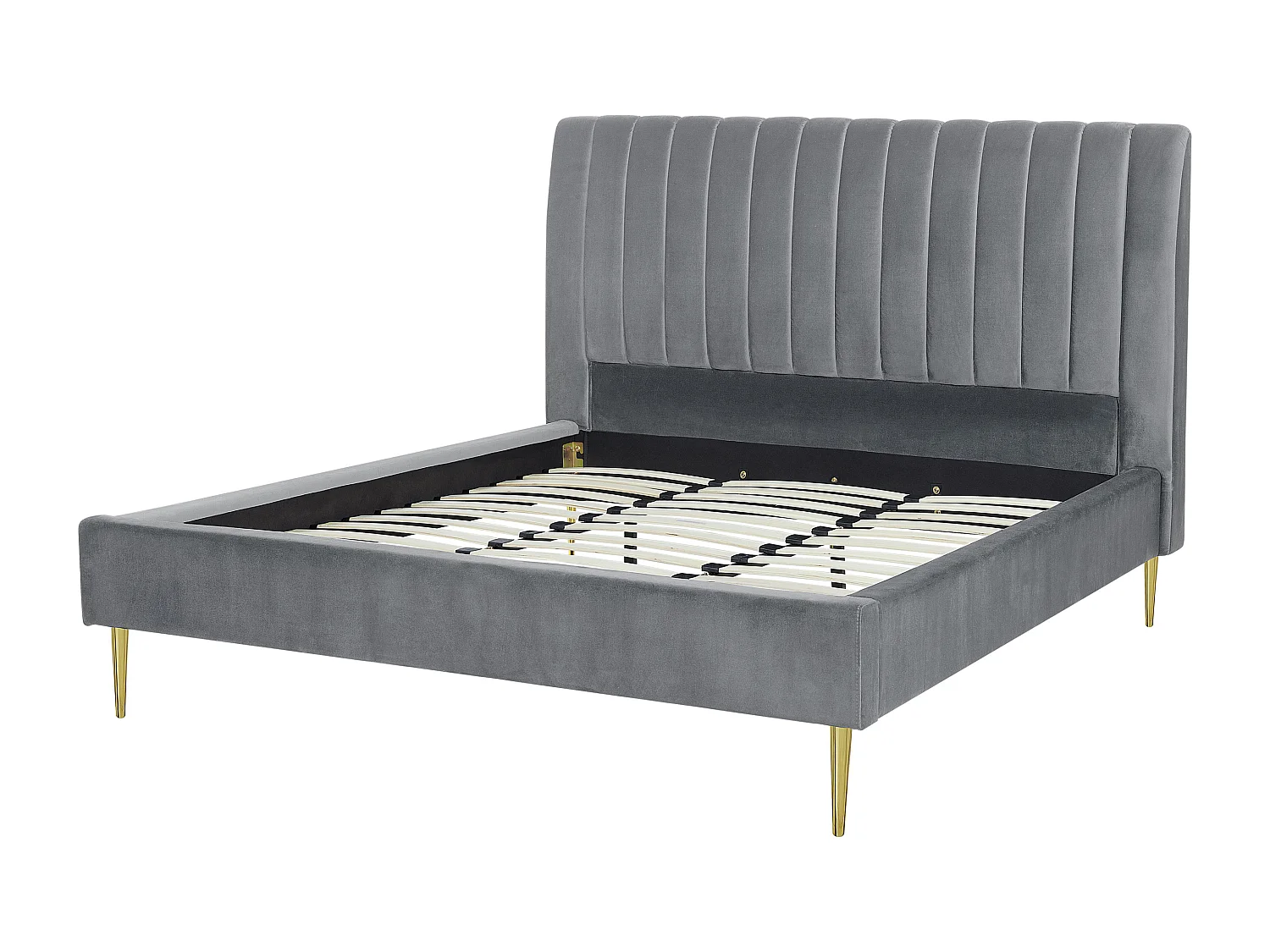 Lit avec sommier Velours MARVILLE 180 x 200 cm Gris