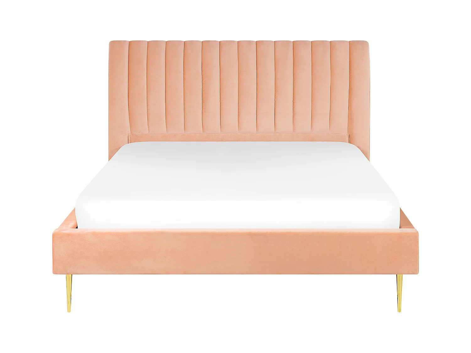 Lit avec sommier Velours MARVILLE 160 x 200 cm Rose pêche