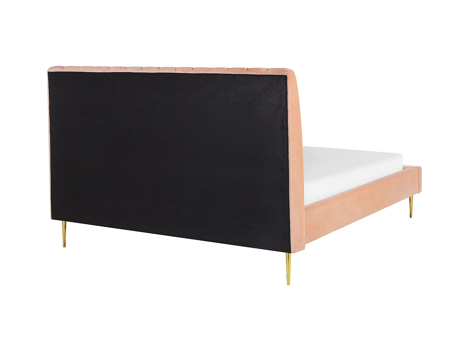 Lit avec sommier Velours MARVILLE 160 x 200 cm Rose pêche