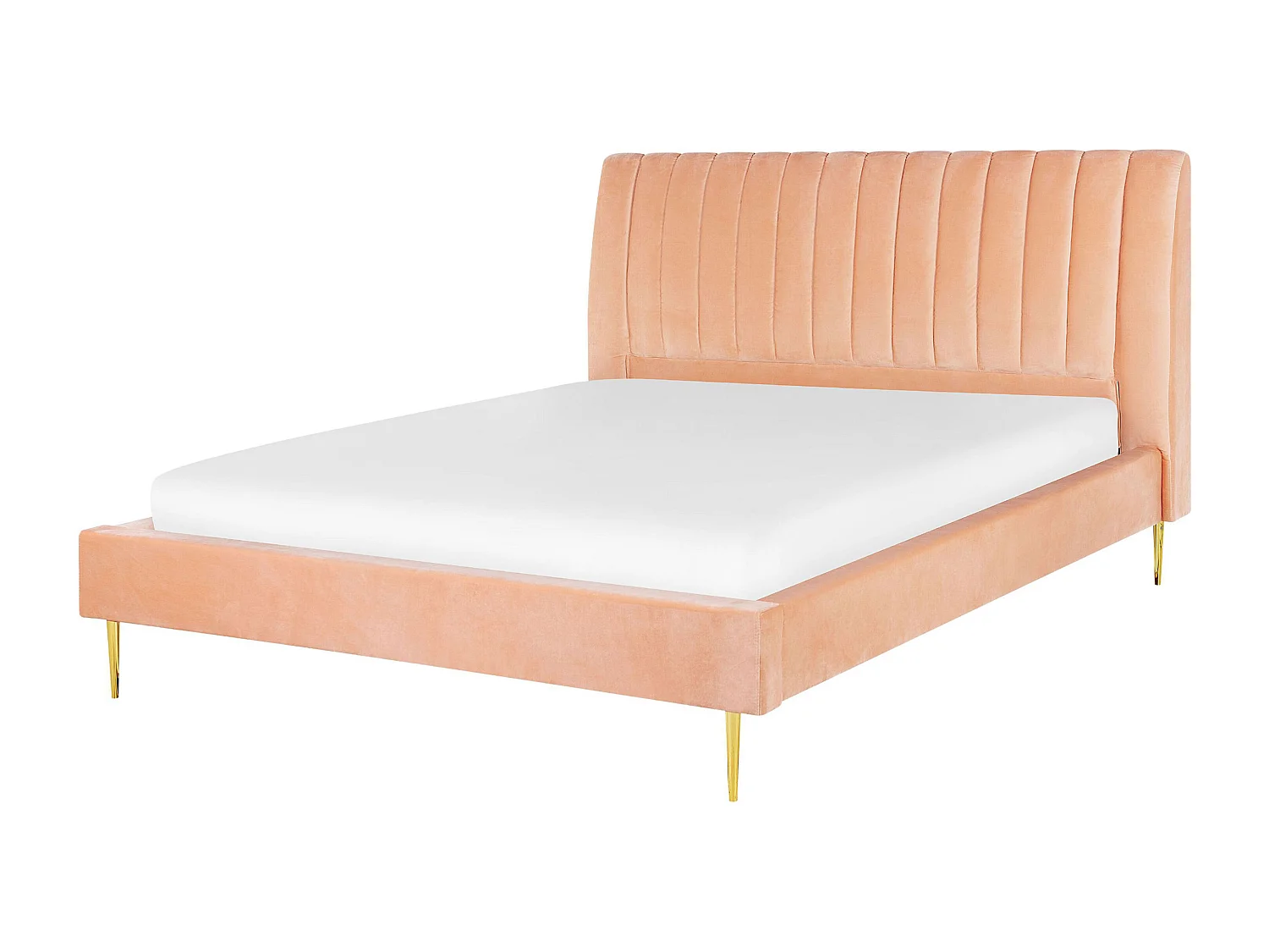 Lit avec sommier Velours MARVILLE 160 x 200 cm Rose pêche
