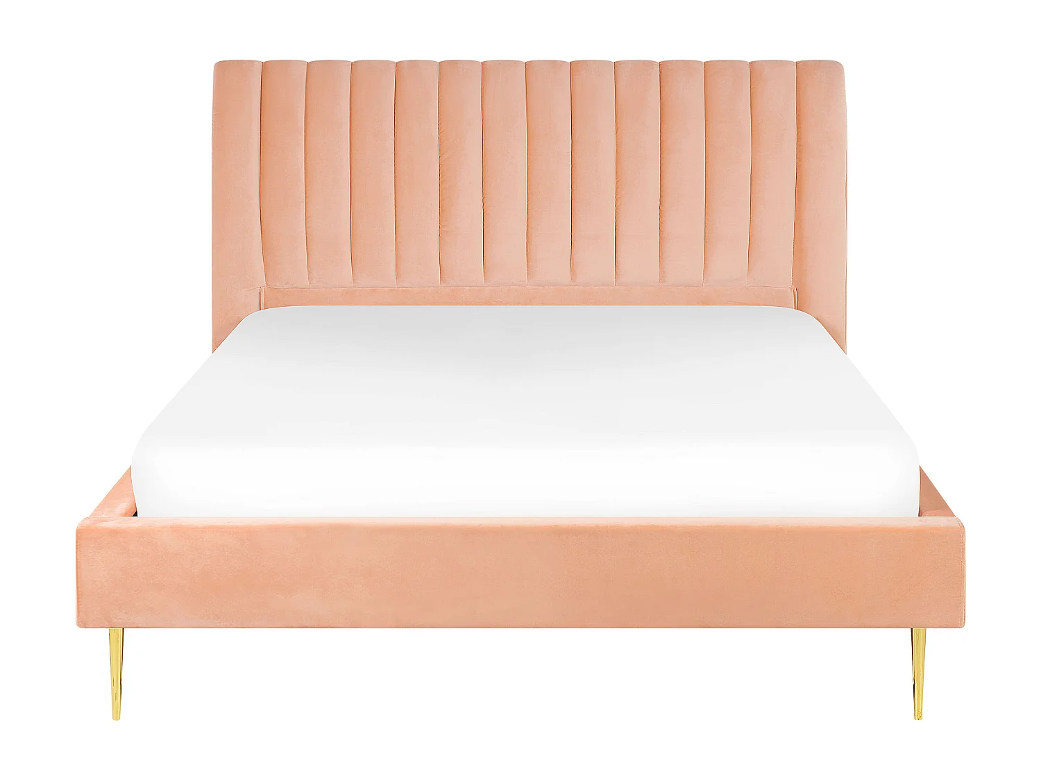 Lit avec sommier Velours MARVILLE 160 x 200 cm Rose pêche