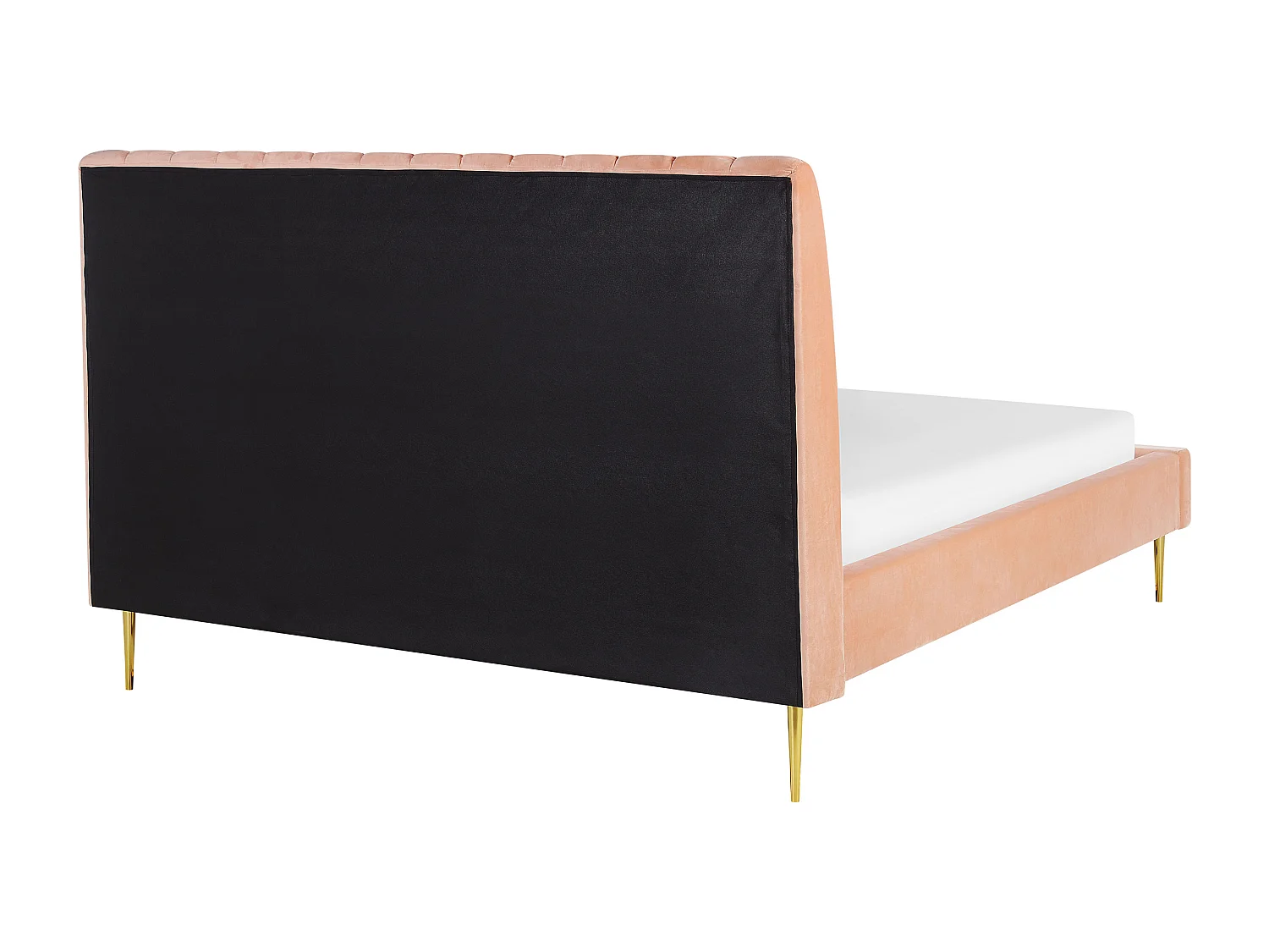 Lit avec sommier Velours MARVILLE 160 x 200 cm Rose pêche