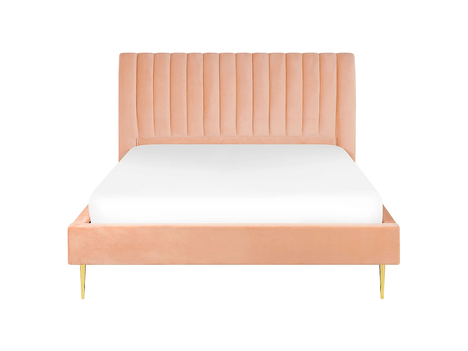 Lit avec sommier Velours MARVILLE 160 x 200 cm Rose pêche