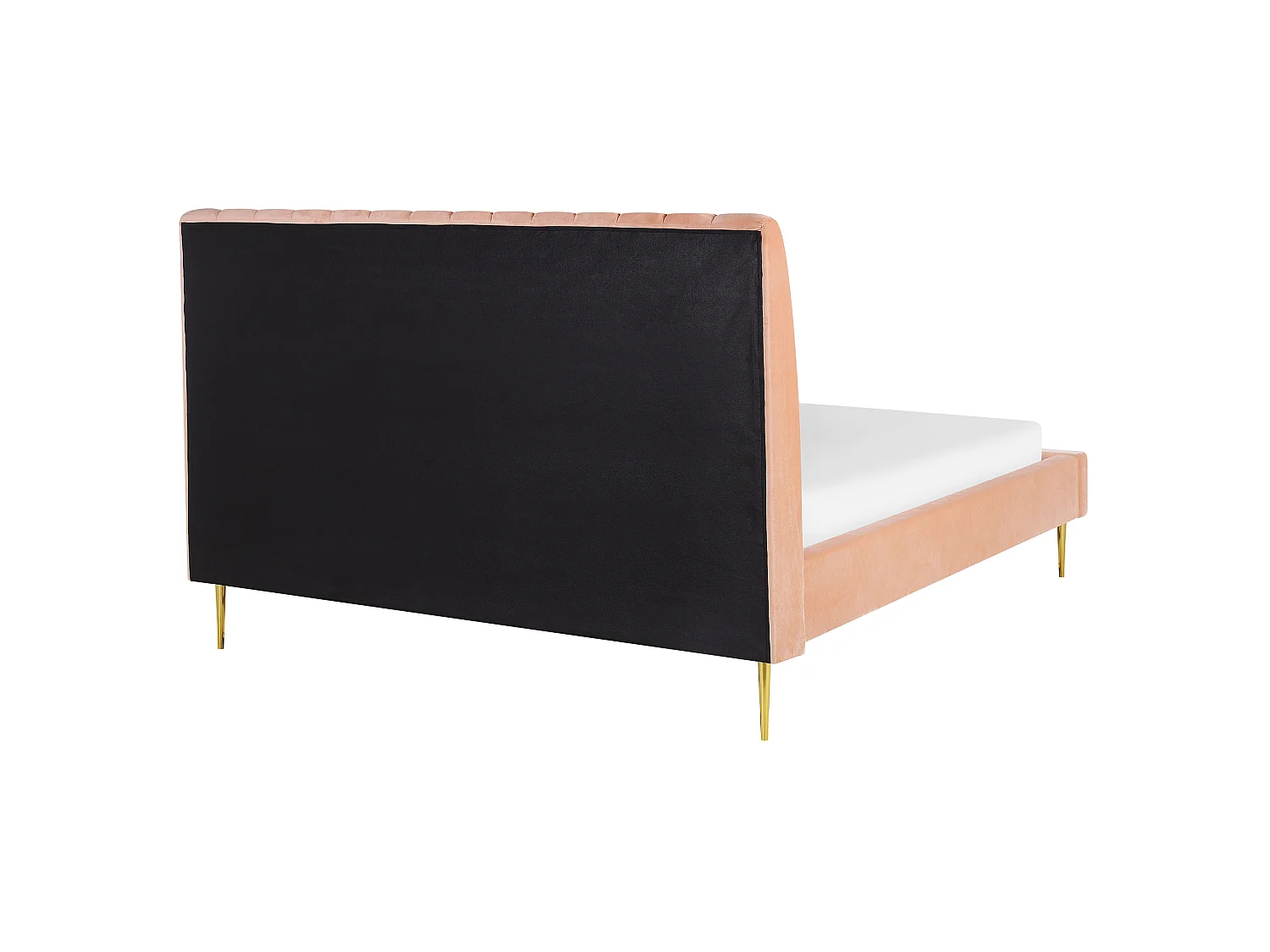 Lit avec sommier Velours MARVILLE 160 x 200 cm Rose pêche
