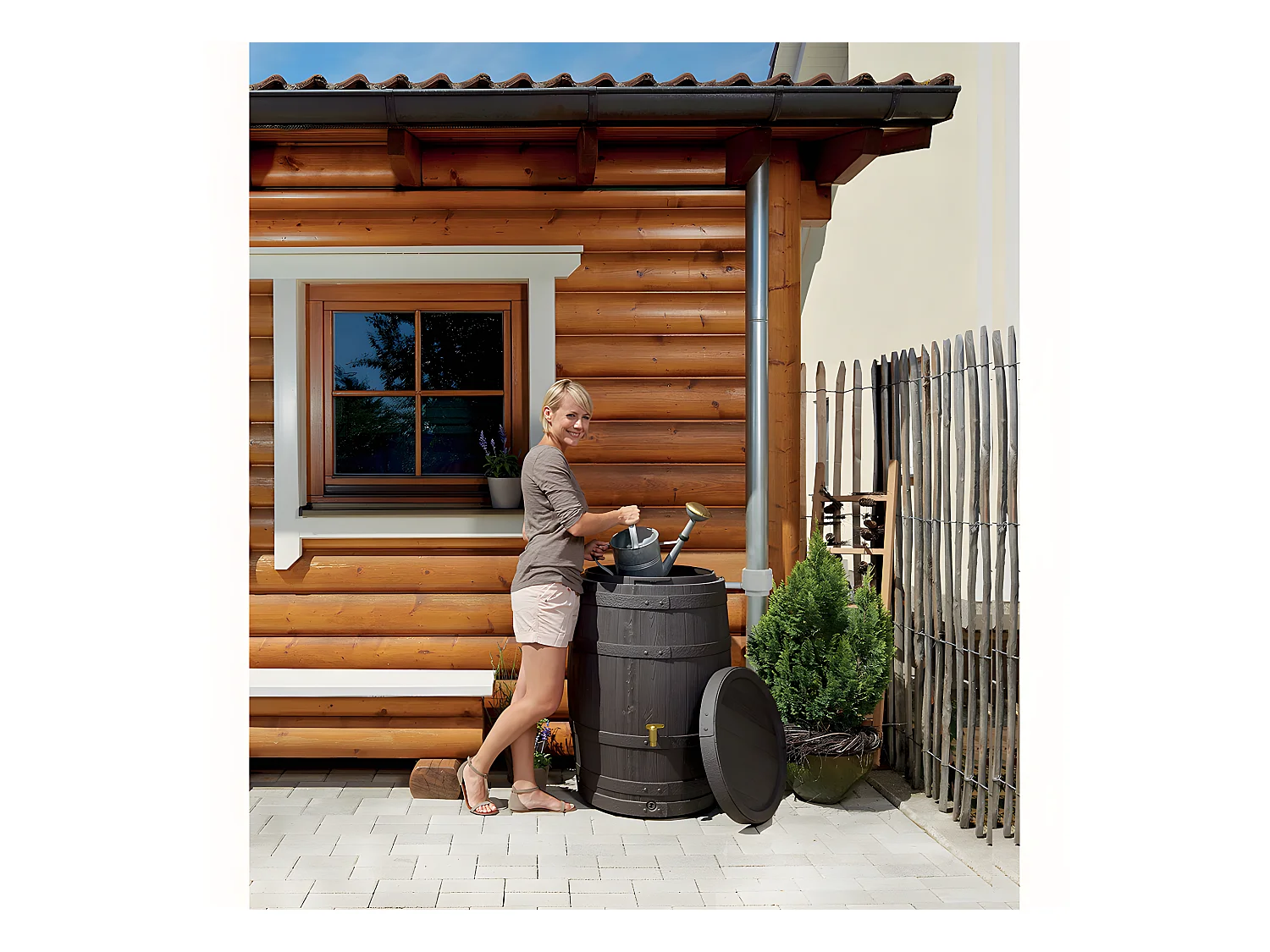 Récupérateur D'eau Aérien Tonneau "vino" 250l