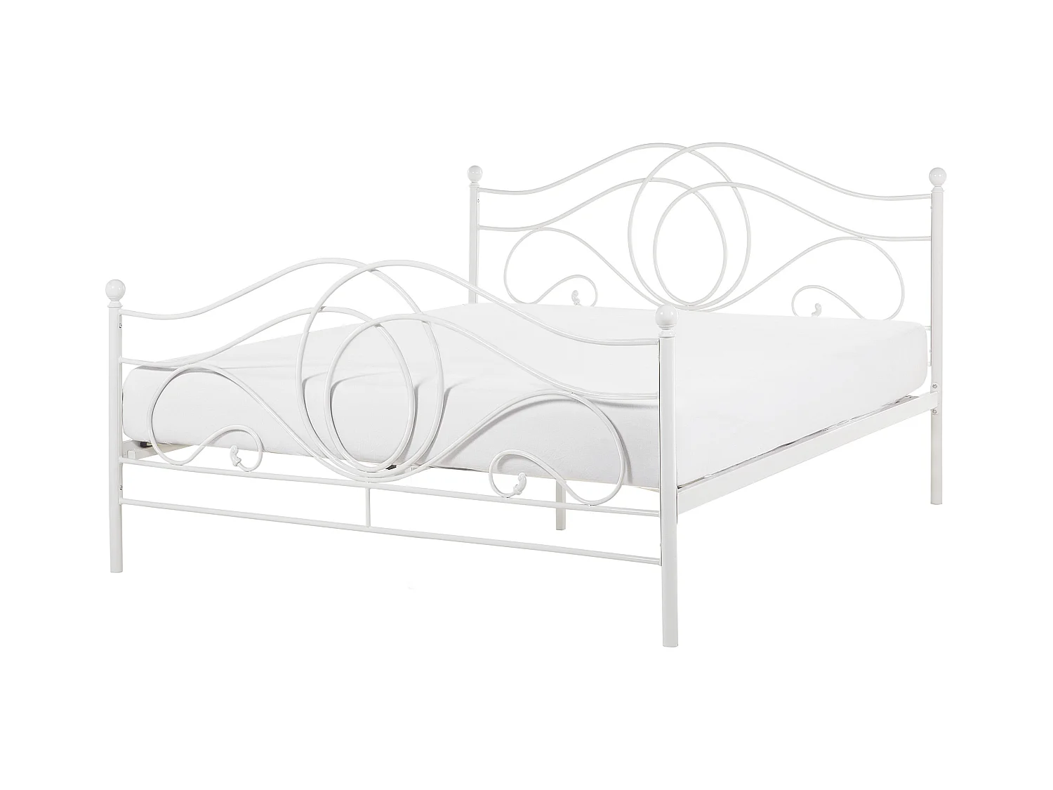 Lit avec sommier Métal LYRA 140 x 200 cm Blanc