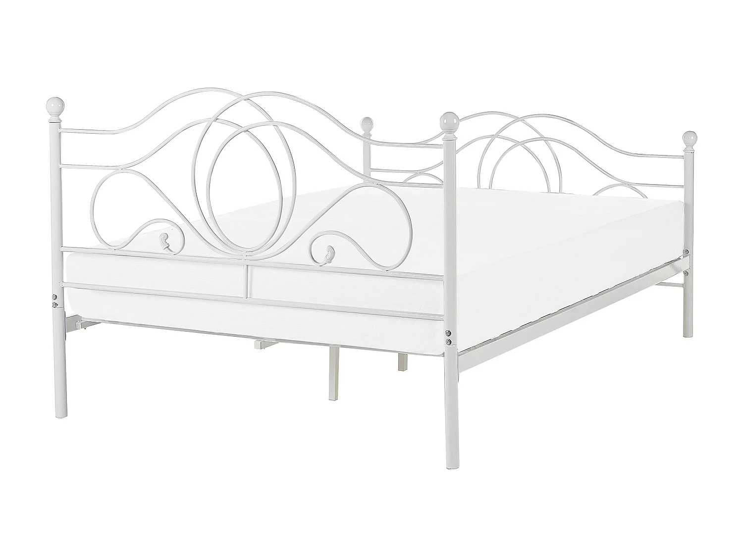 Lit avec sommier Métal LYRA 140 x 200 cm Blanc