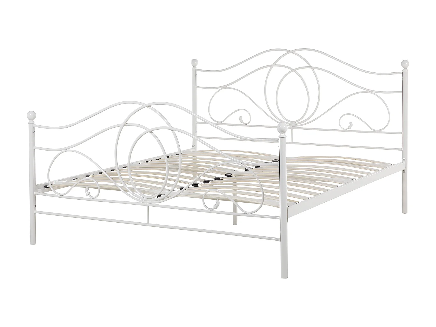 Lit avec sommier Métal LYRA 140 x 200 cm Blanc