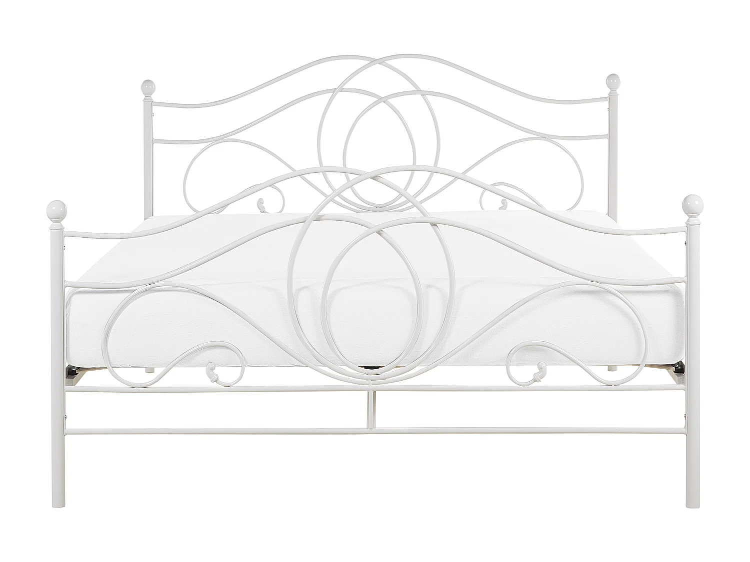 Lit avec sommier Métal LYRA 140 x 200 cm Blanc