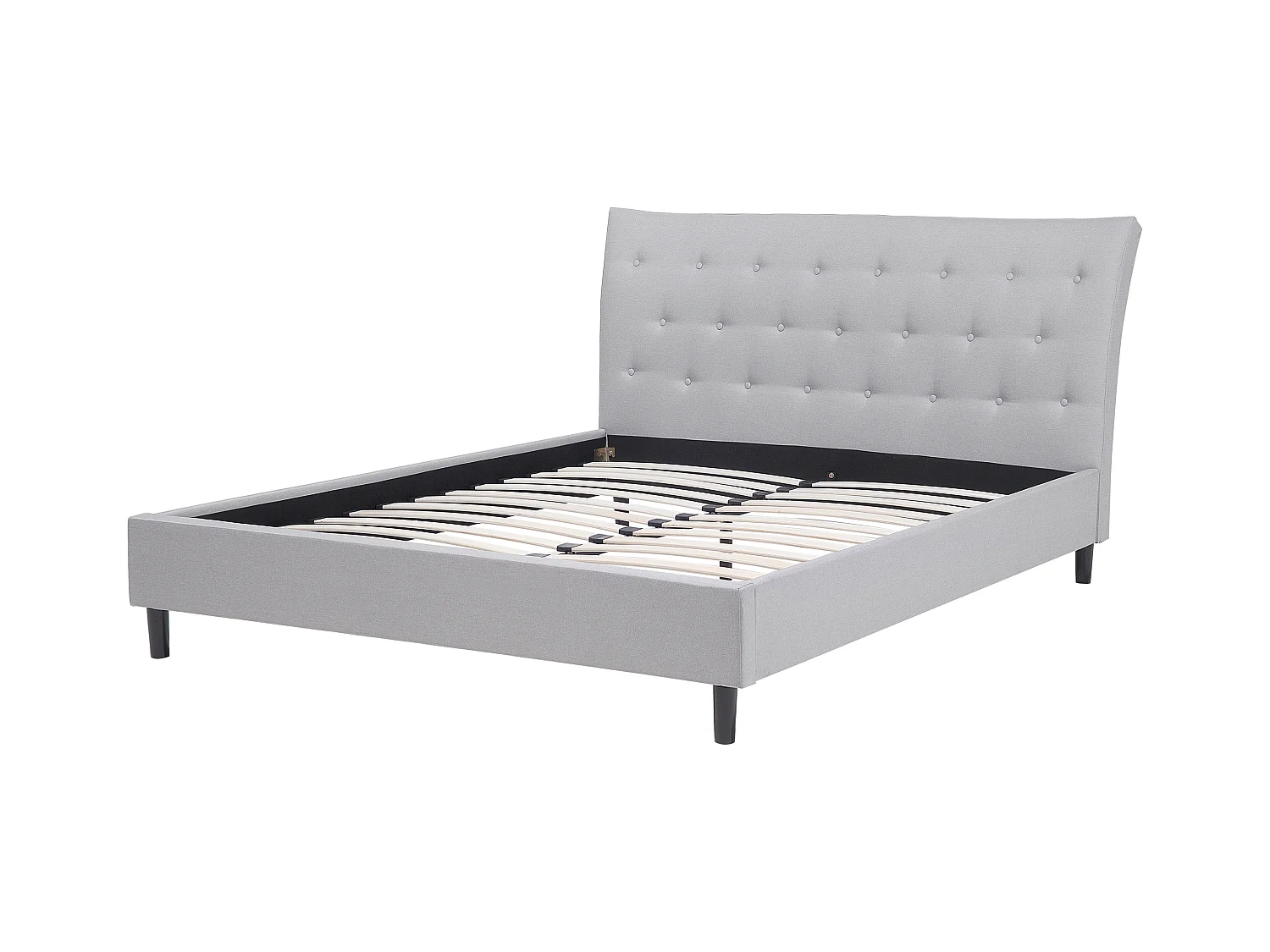 Lit avec sommier Tissu SAVERNE 140 x 200 cm Gris clair