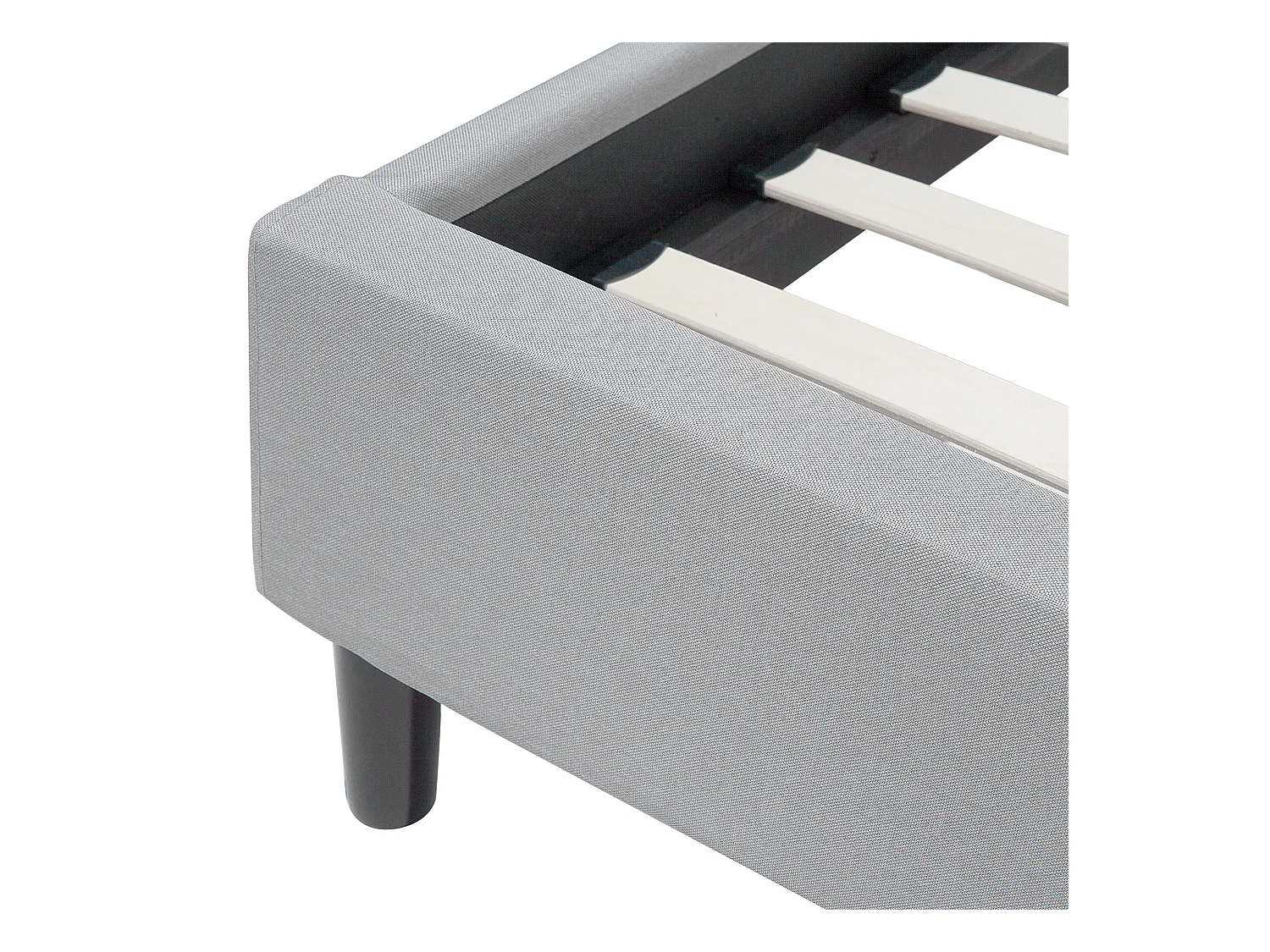 Lit avec sommier Tissu SAVERNE 140 x 200 cm Gris clair