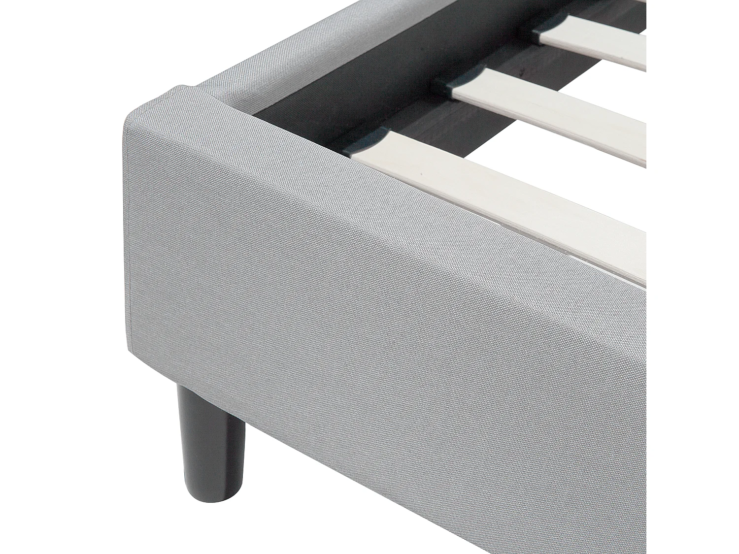 Lit avec sommier Tissu SAVERNE 140 x 200 cm Gris clair