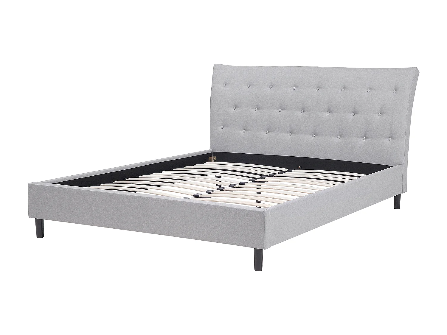 Lit avec sommier Tissu SAVERNE 140 x 200 cm Gris clair