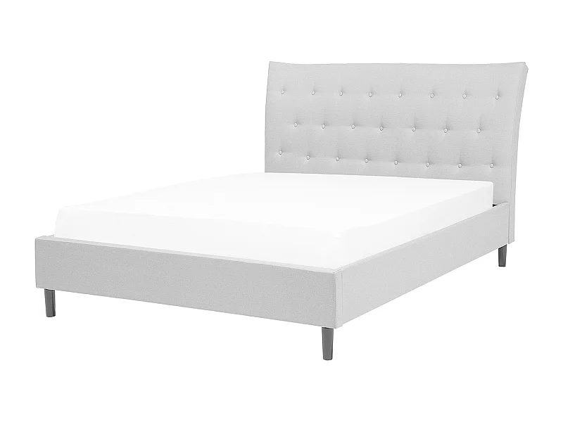 Cama Tecido SAVERNE 140 x 200 cm Cinzento claro