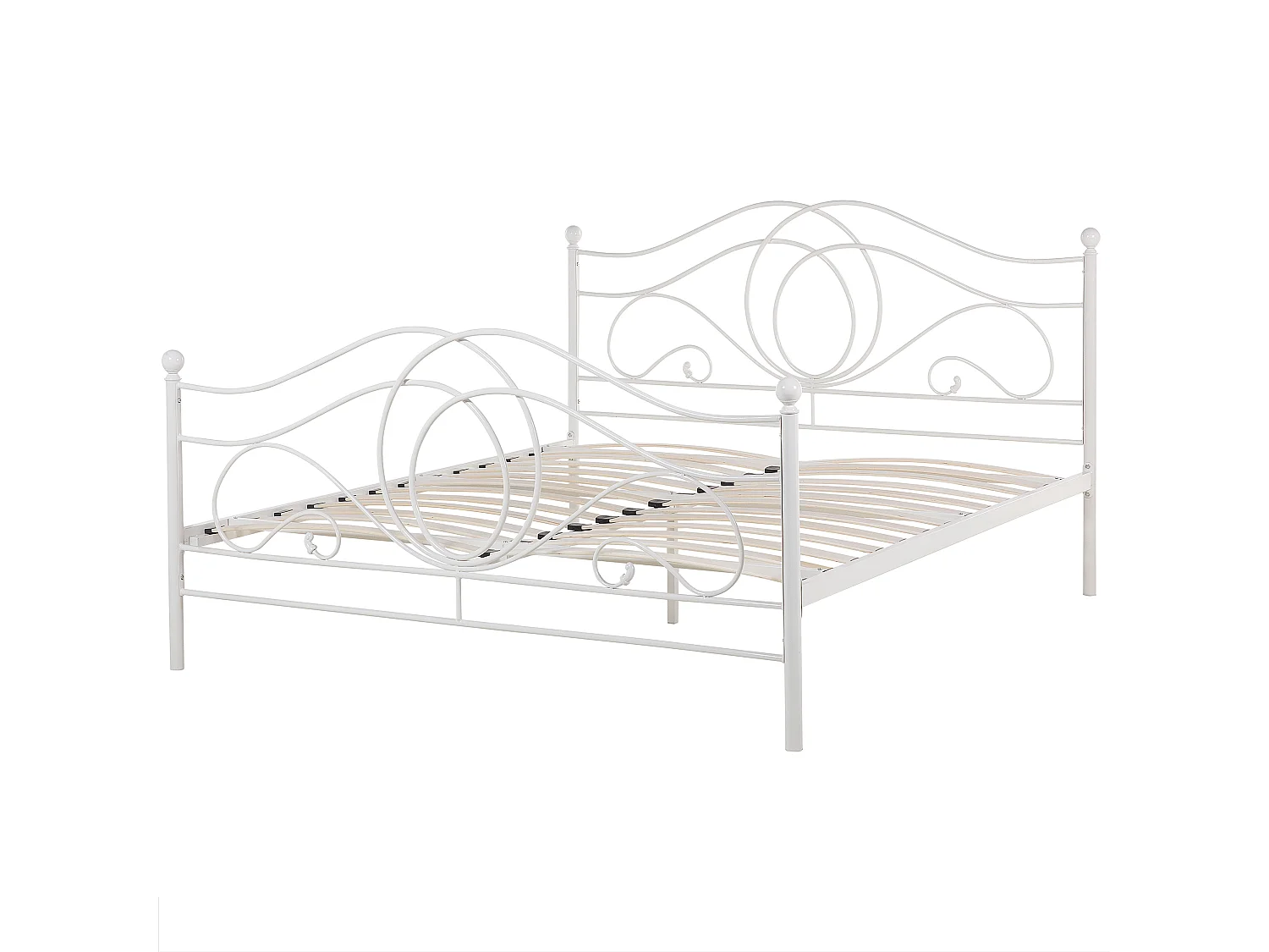 Lit avec sommier Métal LYRA 160 x 200 cm Blanc