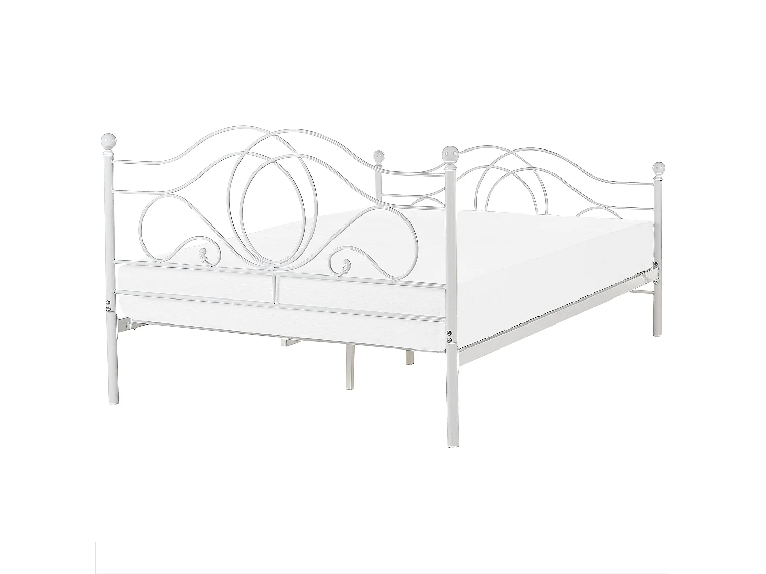 Lit avec sommier Métal LYRA 160 x 200 cm Blanc