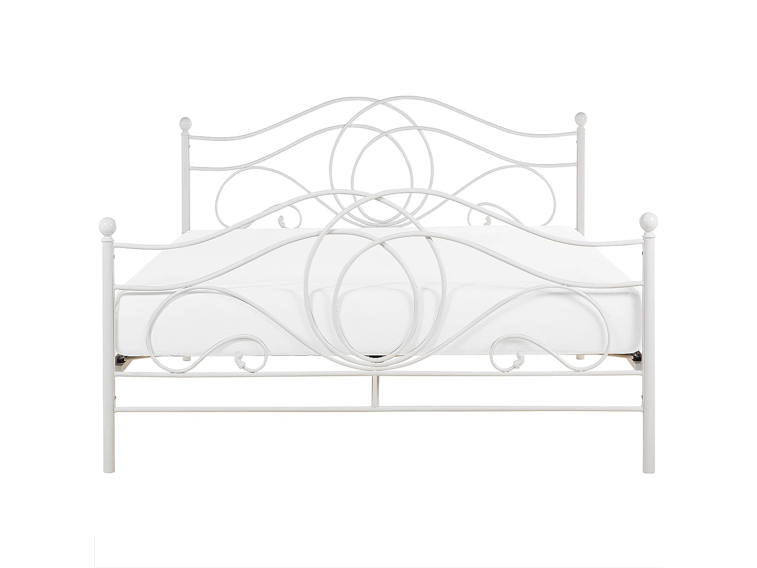 Bett im Boho Stil Metall Doppelbett 160x200 cm weiß Lyra