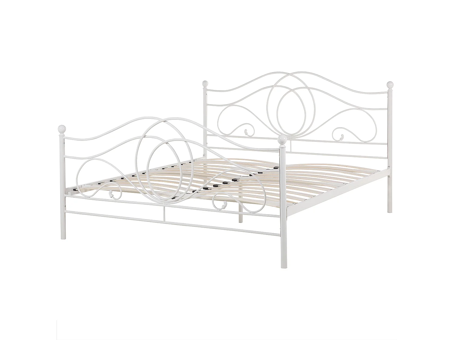 Bett im Boho Stil Metall Doppelbett 160x200 cm weiß Lyra