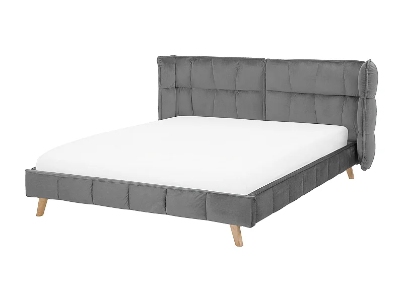 Bed Fluweel SENLIS 160 x 200 cm Grijs