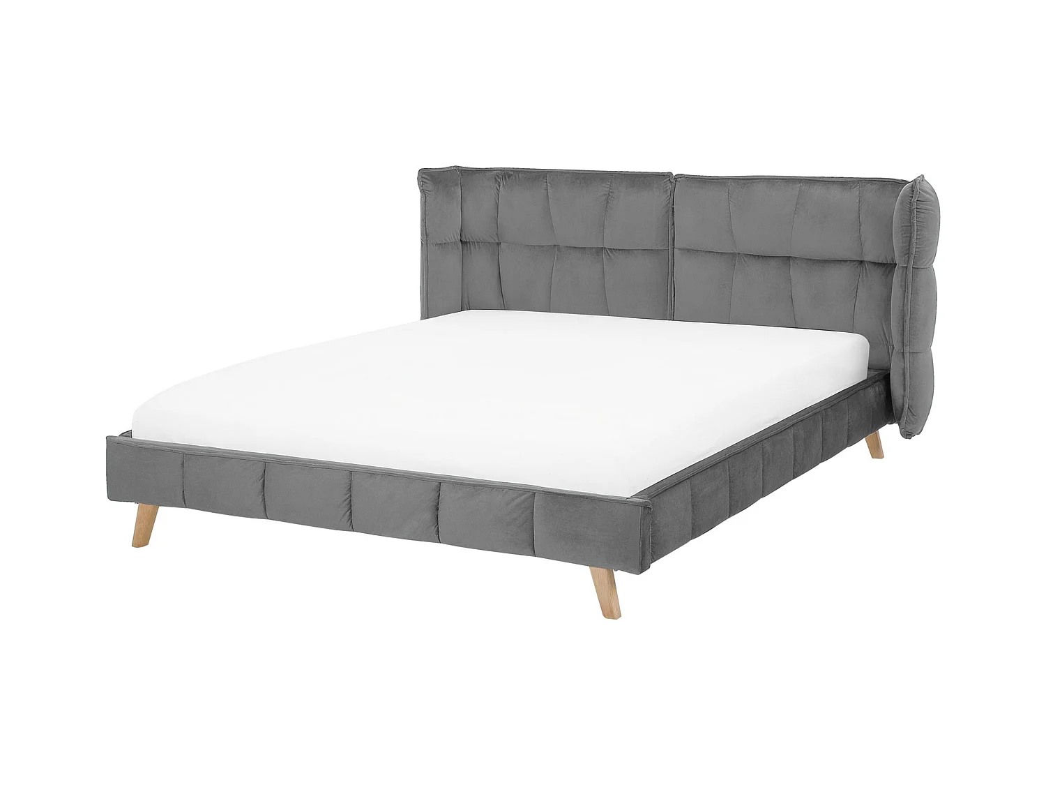 Bed Fluweel SENLIS 160 x 200 cm Grijs