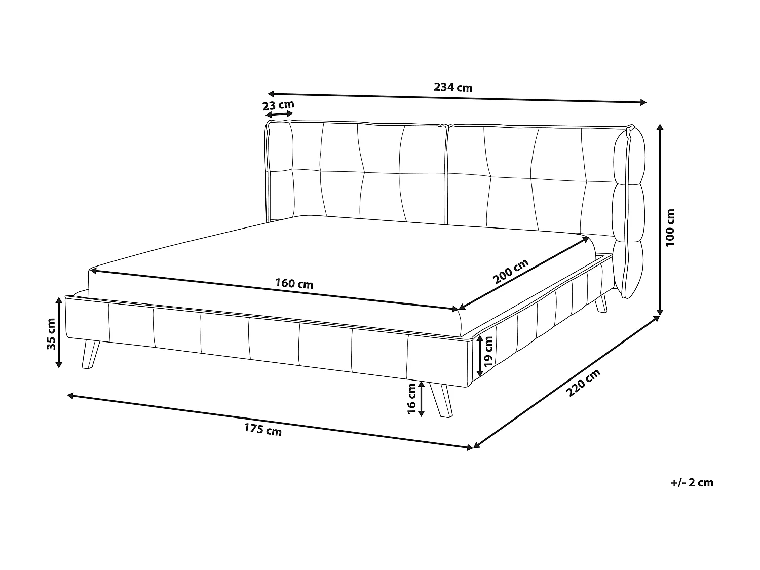 Bed Fluweel SENLIS 160 x 200 cm Grijs