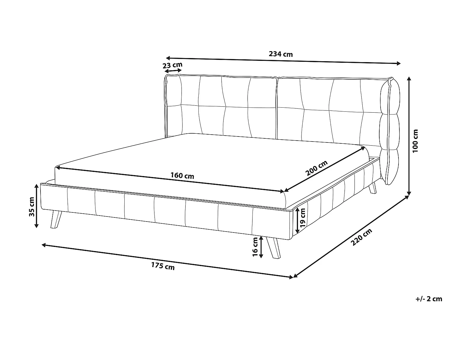 Cama Veludo SENLIS 160 x 200 cm Cinzento