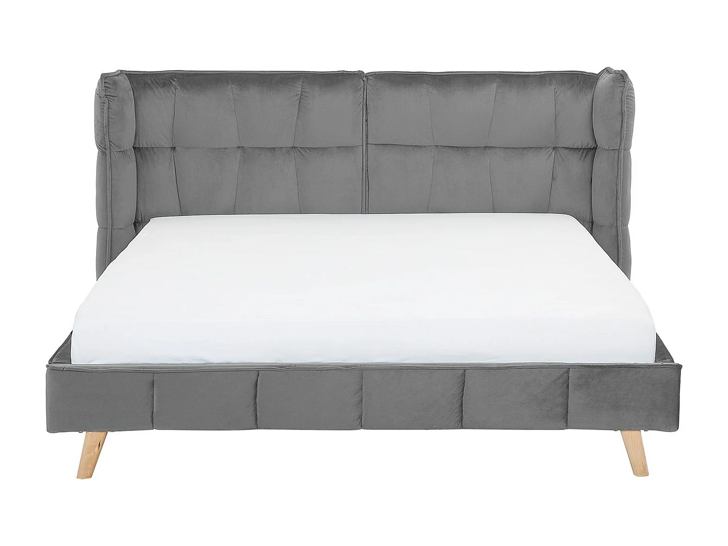 Polsterbett mit Lattenrost 160 x 200 cm Samtbezug grau hohes Kopfteil Senlis