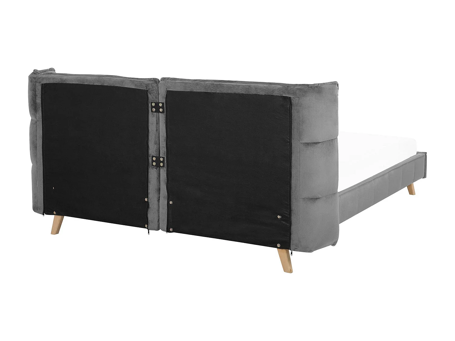 Polsterbett mit Lattenrost 160 x 200 cm Samtbezug grau hohes Kopfteil Senlis