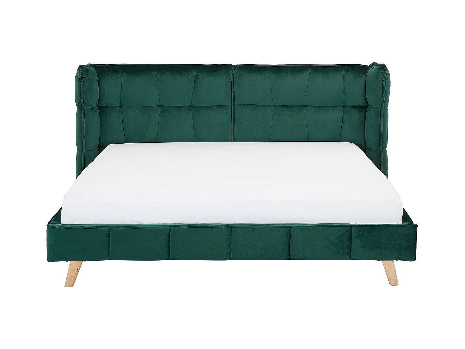 Polsterbett mit Lattenrost 180 x 200 cm Samtbezug grün hohes Kopfteil Senlis