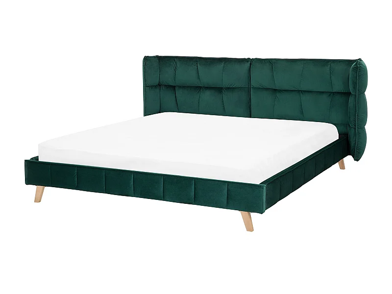 Lit avec sommier Velours SENLIS 180 x 200 cm Vert foncé