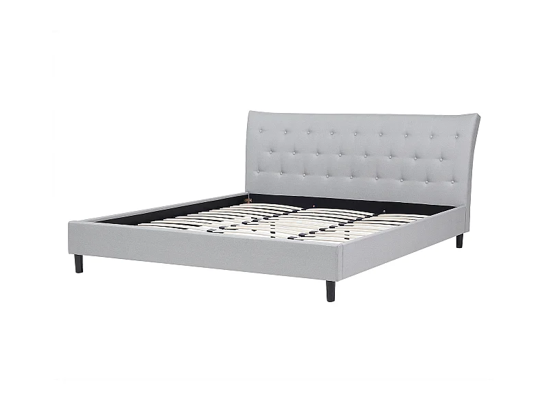 Solides Polsterbett Doppelbett Lattenrost Leinenoptik hellgrau 180 x 200 cm