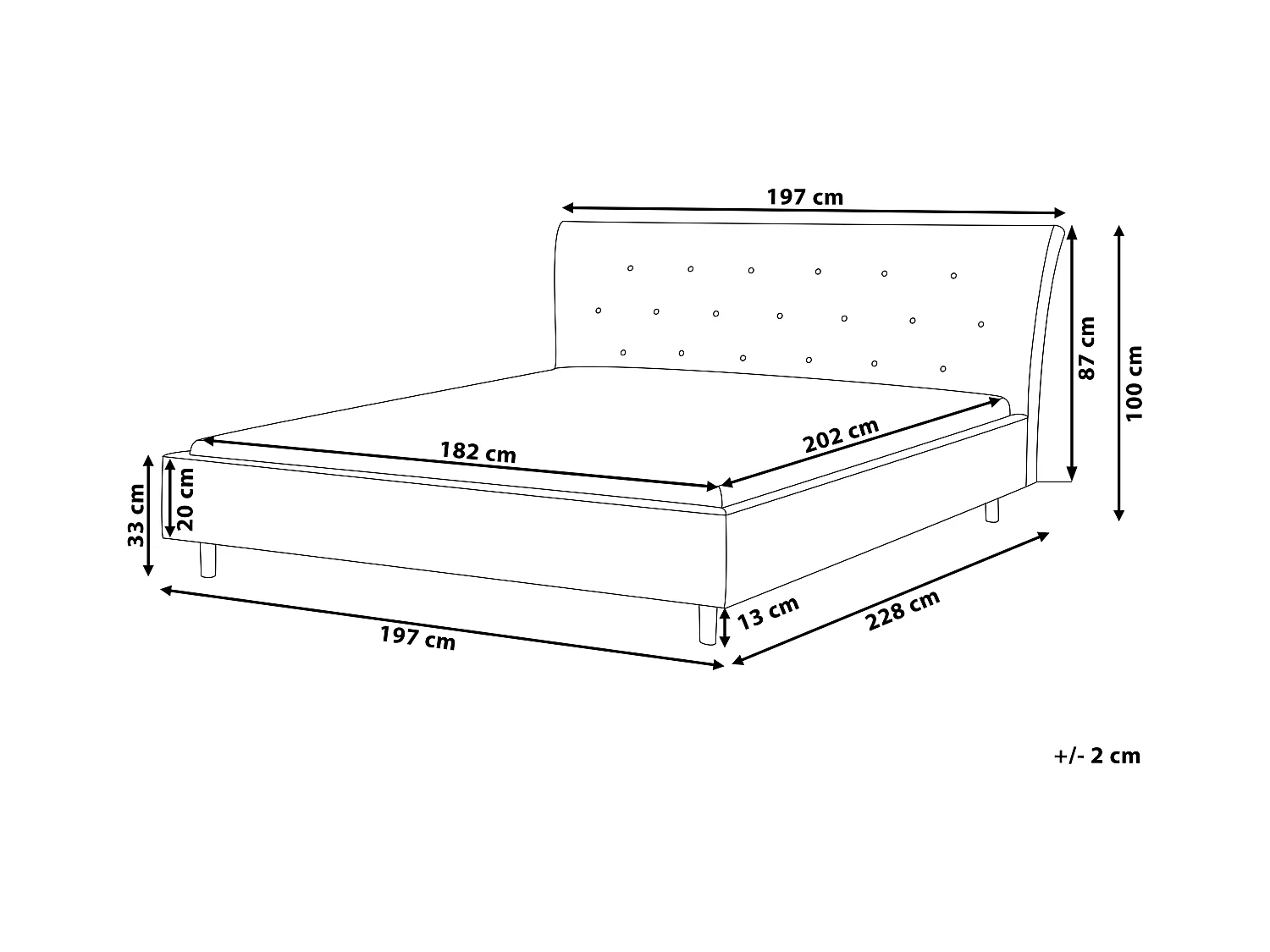 Bed Stof SAVERNE 180 x 200 cm Lichtgrijs