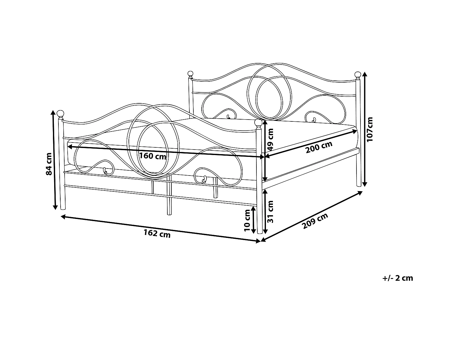 Bed Metaal LYRA 160 x 200 cm Zwart