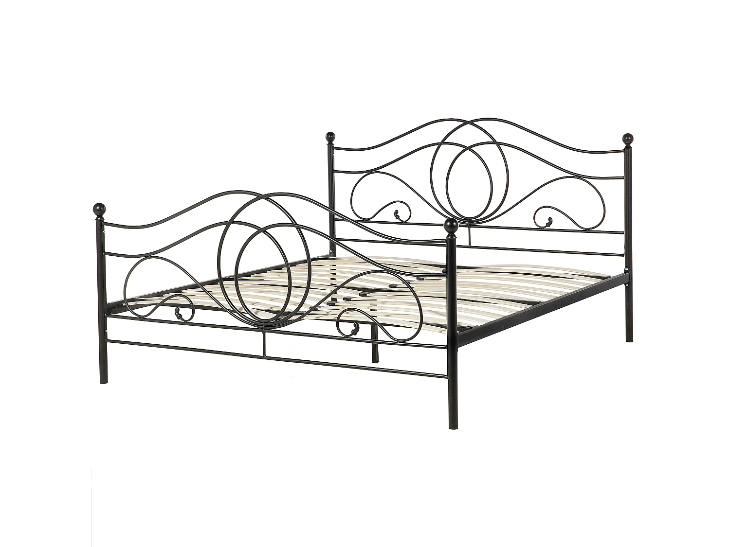 Lit avec sommier Métal LYRA 160 x 200 cm Noir