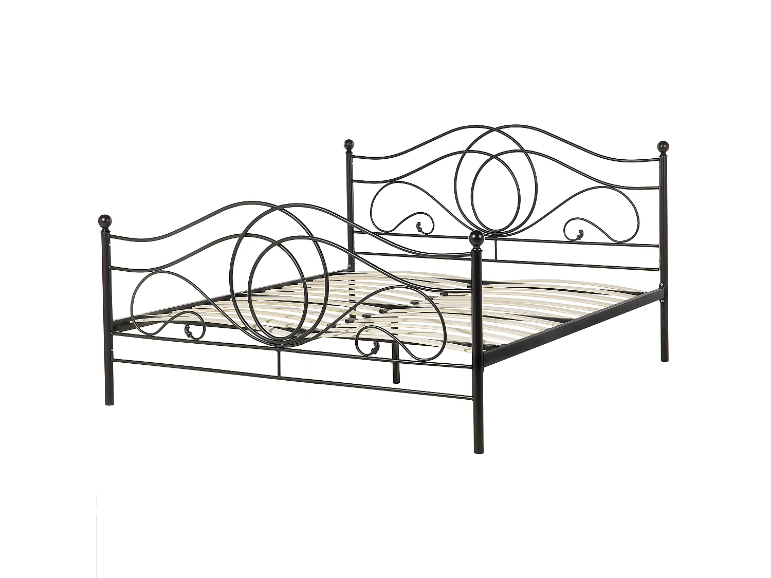 Lit avec sommier Métal LYRA 160 x 200 cm Noir