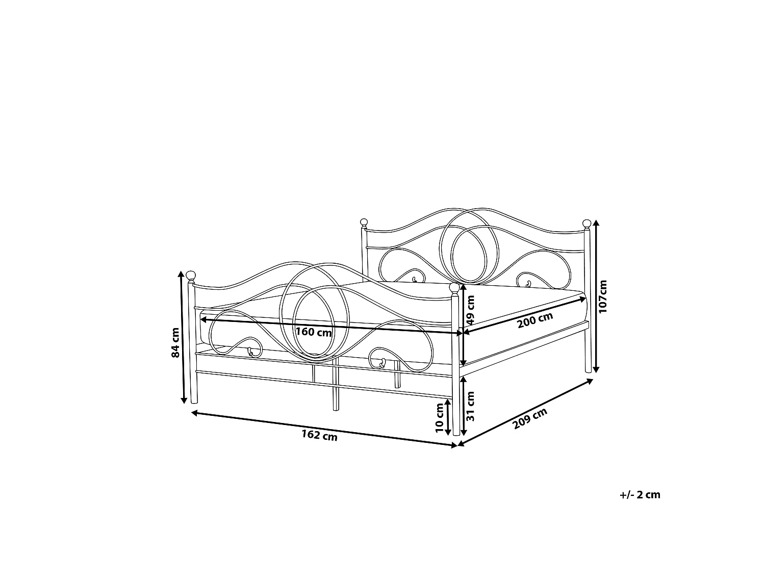 Bed Metaal LYRA 160 x 200 cm Zwart