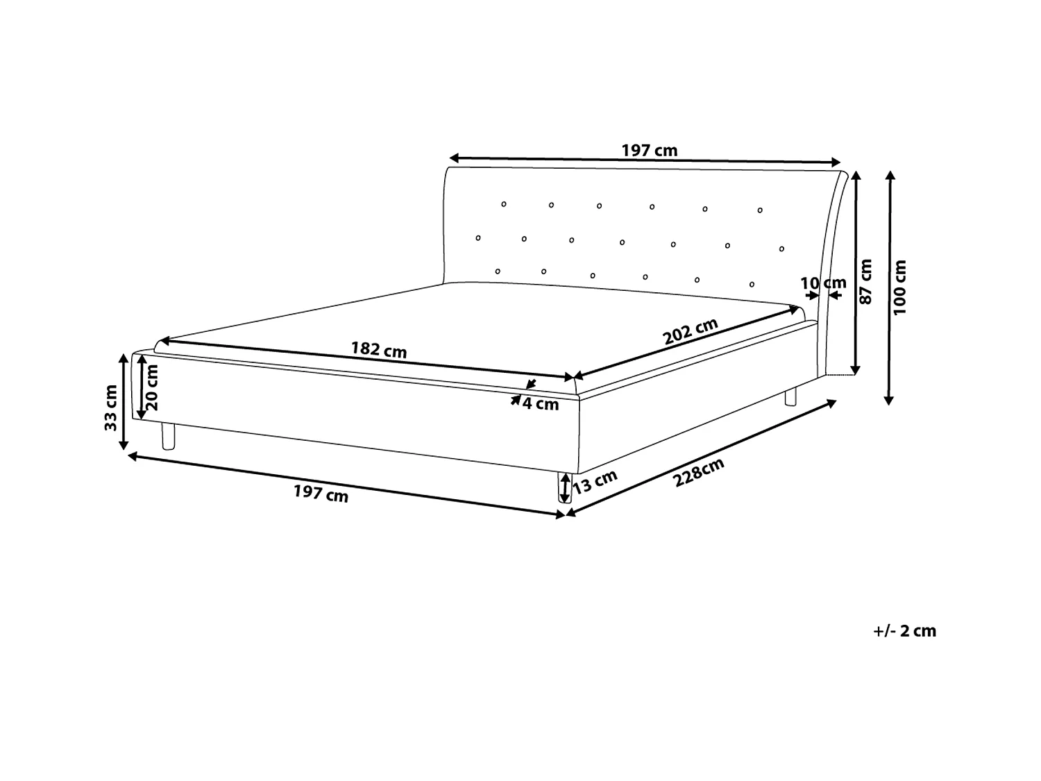 Bed Stof SAVERNE 180 x 200 cm Donkergrijs