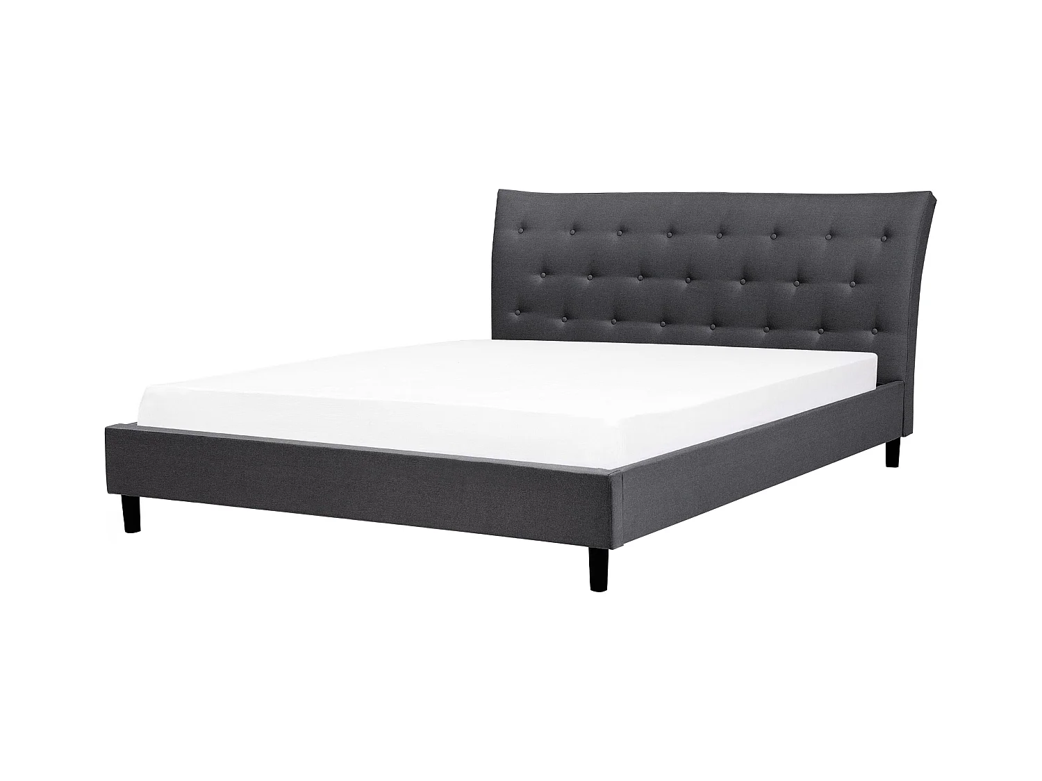 Lit avec sommier Tissu SAVERNE 180 x 200 cm Gris foncé