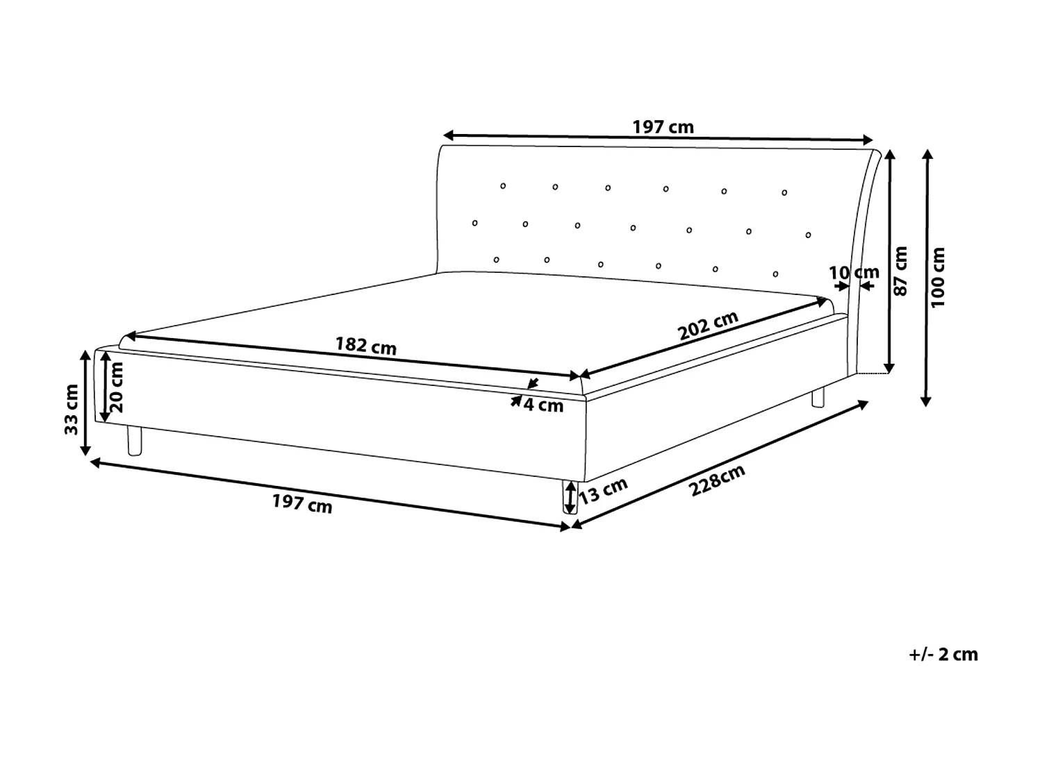 Bed Stof SAVERNE 180 x 200 cm Donkergrijs