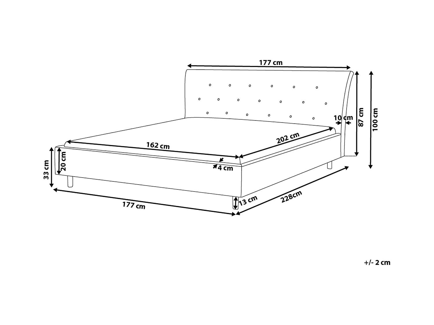 Lit avec sommier Tissu SAVERNE 160 x 200 cm Gris foncé