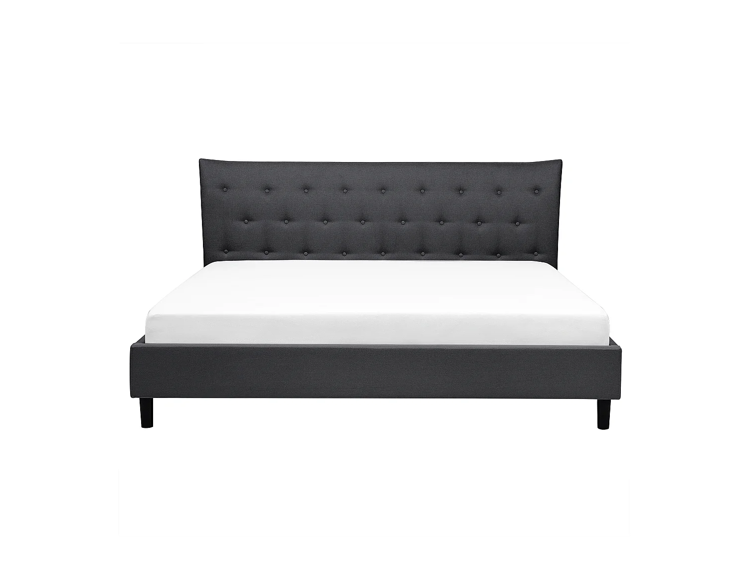 Lit avec sommier Tissu SAVERNE 160 x 200 cm Gris foncé