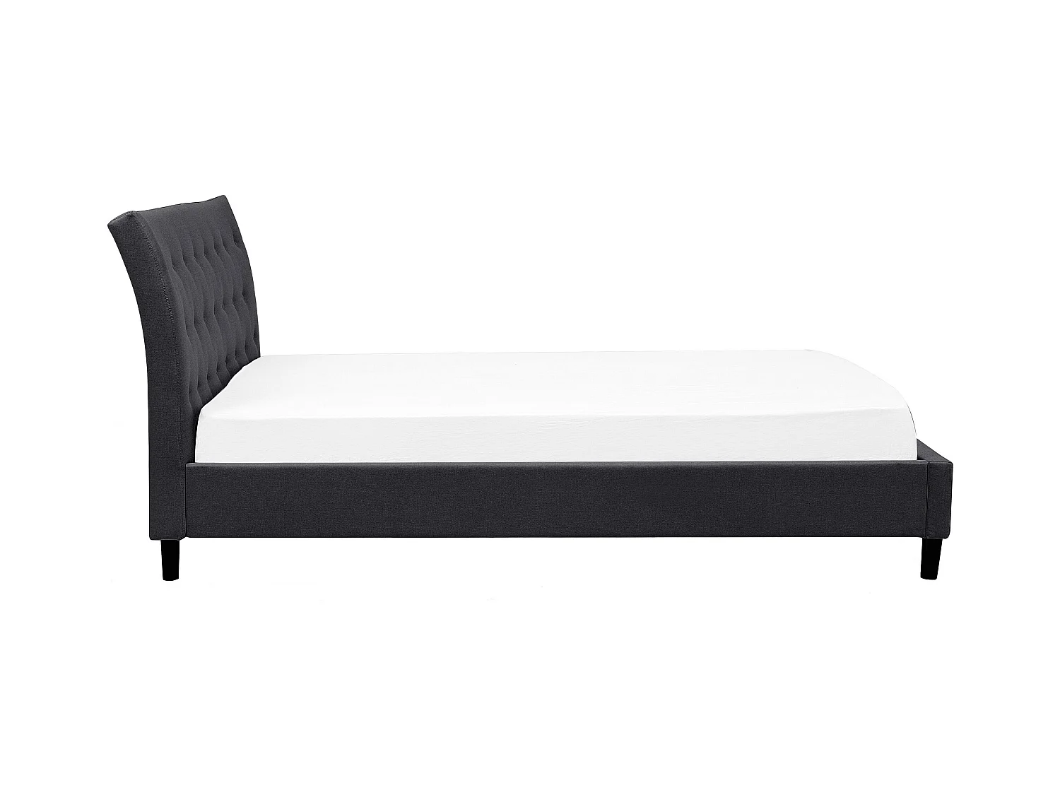 Lit avec sommier Tissu SAVERNE 160 x 200 cm Gris foncé