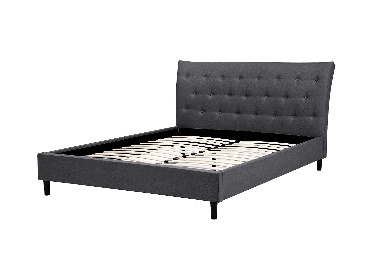 Lit avec sommier Tissu SAVERNE 160 x 200 cm Gris foncé