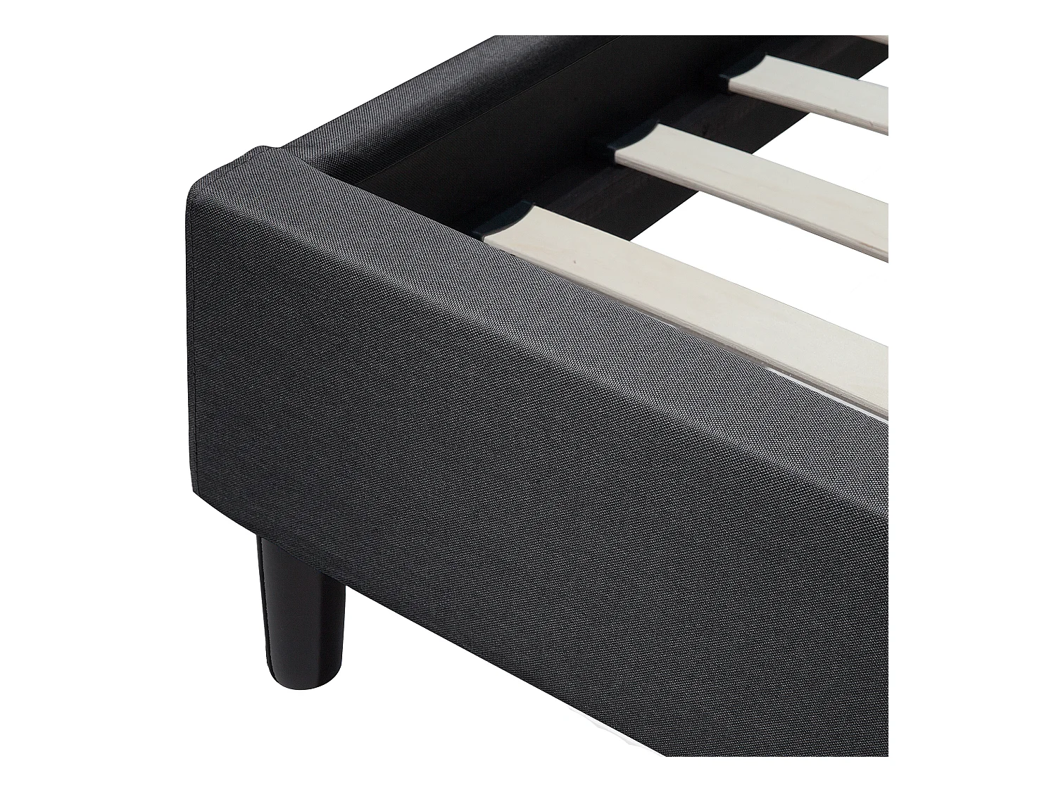 Lit avec sommier Tissu SAVERNE 160 x 200 cm Gris foncé