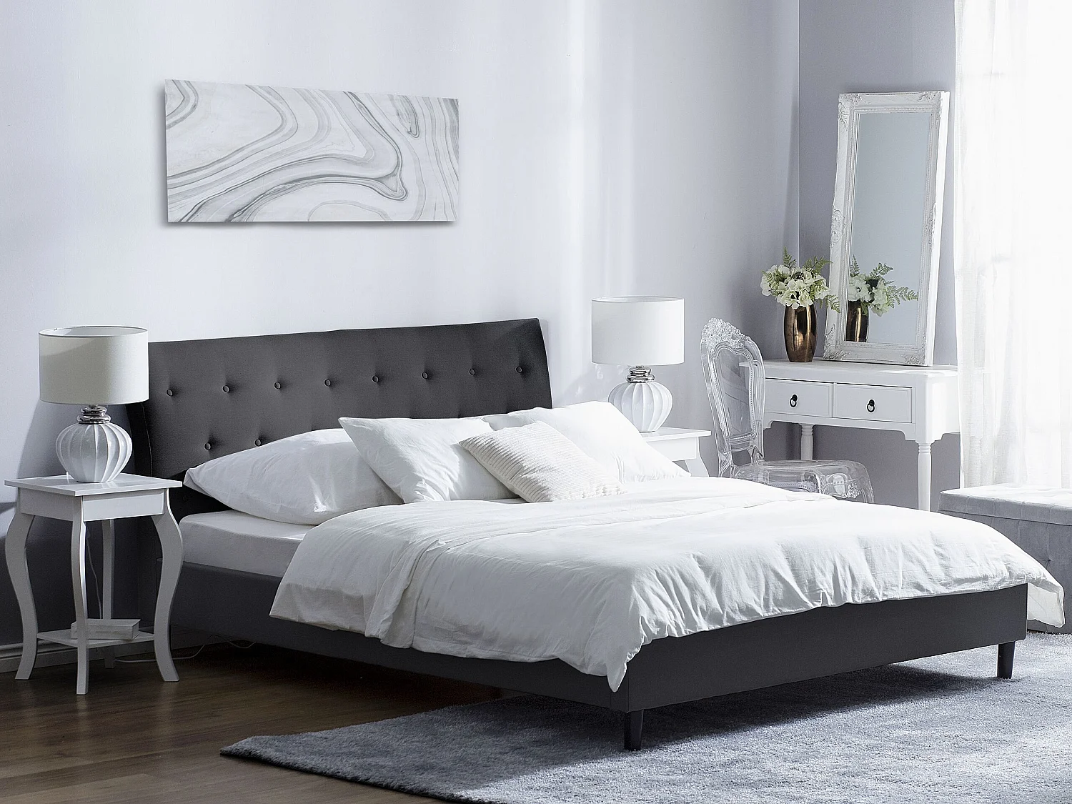 Bed Stof SAVERNE 160 x 200 cm Donkergrijs
