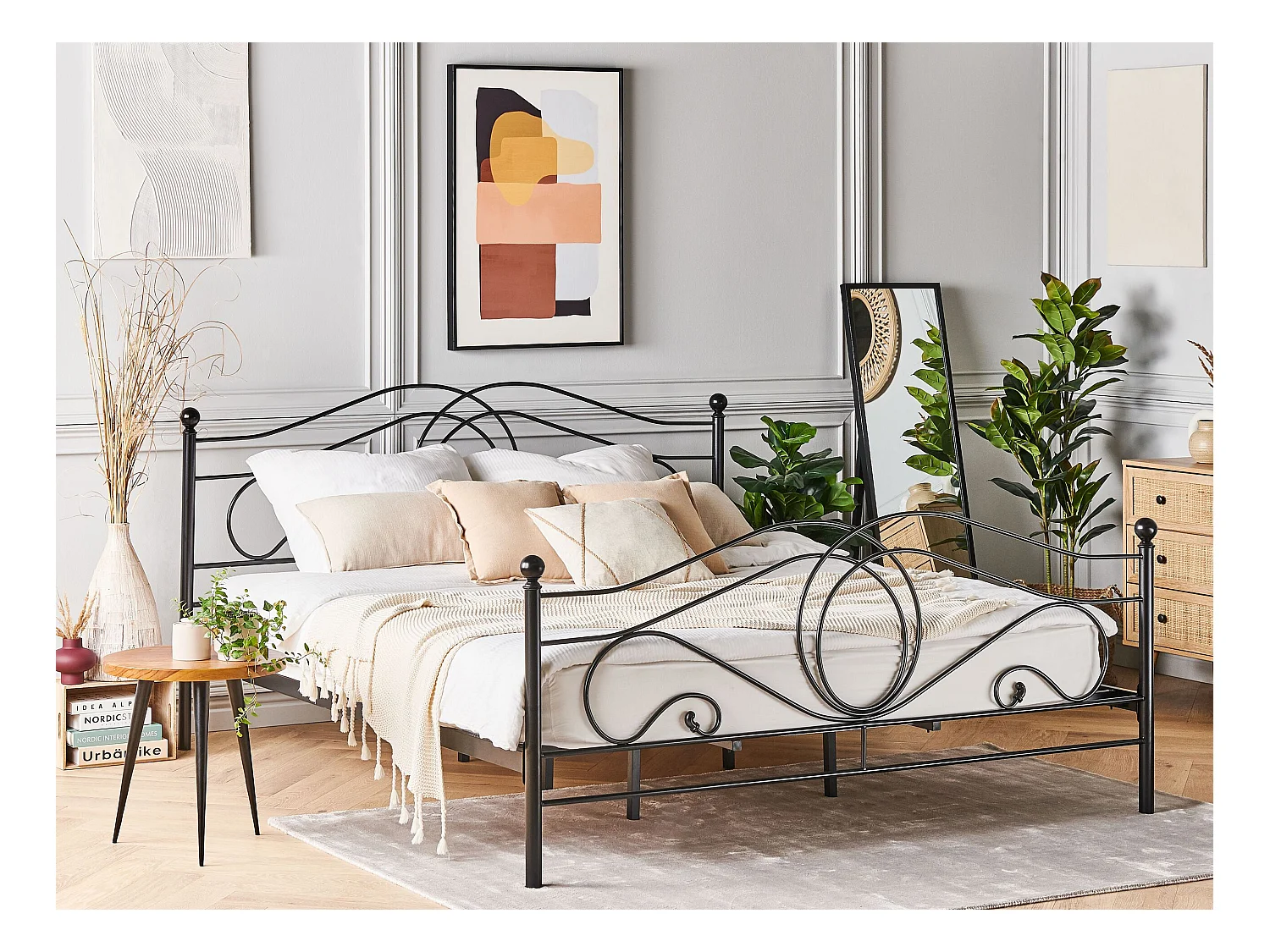 Lit avec sommier Métal LYRA 180 x 200 cm Noir