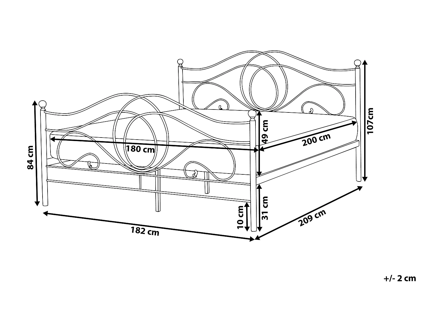 Bed Metaal LYRA 180 x 200 cm Zwart
