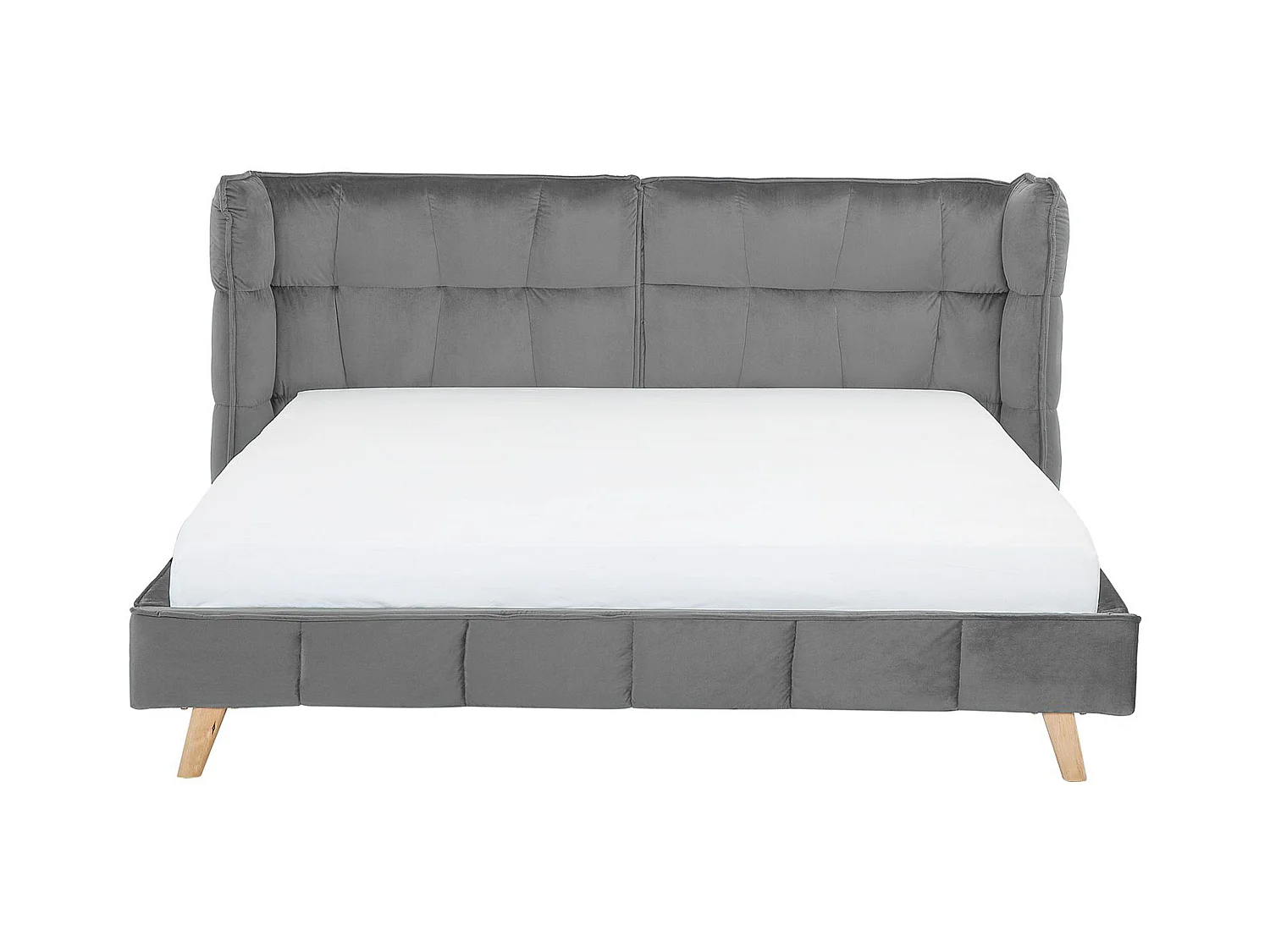 Lit avec sommier Velours SENLIS 180 x 200 cm Gris